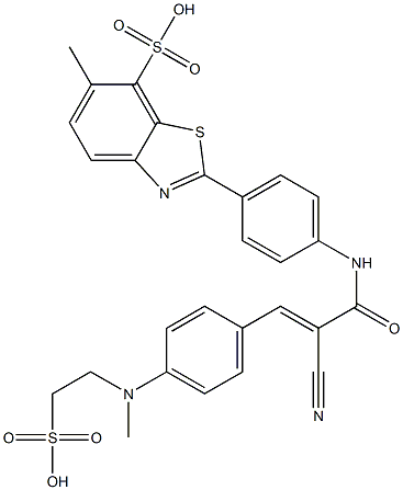 2-[4-[[2-Cyano-3-[4-[methyl(2-sulfoethyl)amino]phenyl]-1-oxo-2-propenyl]amino]phenyl]-6-methyl-7-benzothiazolesulfonic acid Struktur