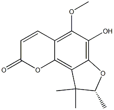 (R)-8,9-Dihydro-6-hydroxy-5-methoxy-8,9,9-trimethyl-2H-furo[2,3-h]-1-benzopyran-2-one Struktur