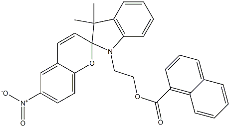 Naphthalene-1-carboxylic acid 2-[3,3-dimethyl-6'-nitrospiro[1H-indole-2(3H),2'-[2H-1]benzopyran]-1-yl]ethyl ester Struktur