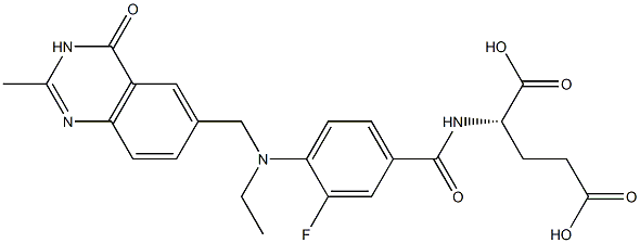 (2S)-2-[3-Fluoro-4-[N-[(3,4-dihydro-2-methyl-4-oxoquinazolin)-6-ylmethyl]-N-ethylamino]benzoylamino]glutaric acid Struktur