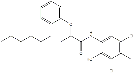 2-[2-(2-Hexylphenoxy)propanoylamino]-4,6-dichloro-5-methylphenol Struktur