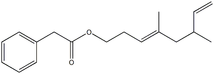 Phenylacetic acid 4,6-dimethyl-3,7-octadienyl ester Struktur