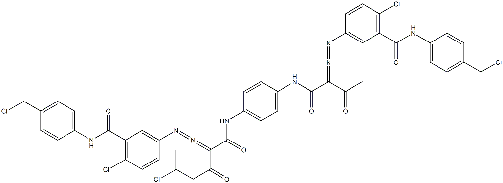 3,3'-[2-(1-Chloroethyl)-1,4-phenylenebis[iminocarbonyl(acetylmethylene)azo]]bis[N-[4-(chloromethyl)phenyl]-6-chlorobenzamide] Struktur