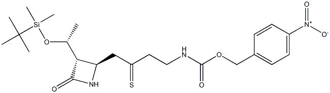 (3S,4R)-3-[(R)-1-(tert-Butyldimethylsiloxy)ethyl]-4-[[2-(p-nitrobenzyloxycarbonylamino)ethylthiocarbonyl]methyl]azetidin-2-one Struktur