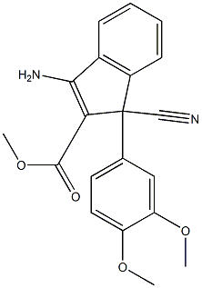 3-Amino-1-cyano-1-(3,4-dimethoxyphenyl)-1H-indene-2-carboxylic acid methyl ester Struktur