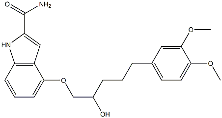 1-(2-Carbamyl-1H-indol-4-yloxy)-3-[2-(3,4-dimethoxyphenyl)ethyl]-2-propanol Struktur