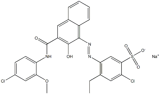 2-Chloro-4-ethyl-5-[[3-[[(4-chloro-2-methoxyphenyl)amino]carbonyl]-2-hydroxy-1-naphtyl]azo]benzenesulfonic acid sodium salt Struktur