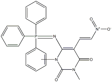 1,3-Dimethyl-5-(2-nitroethenyl)-6-[(triphenylphosphoranylidene)amino]pyrimidine-2,4(1H,3H)-dione Struktur