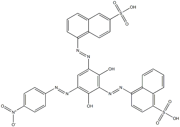 4-[[2,6-Dihydroxy-3-[(4-nitrophenyl)azo]-5-[(6-sulfo-1-naphthalenyl)azo]phenyl]azo]-1-naphthalenesulfonic acid Struktur