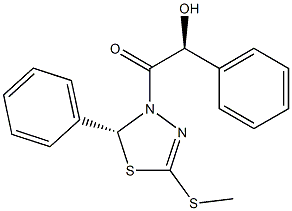 (2R)-2,3-Dihydro-5-(methylthio)-3-[(2S)-2-hydroxy-2-phenylacetyl]-2-(phenyl)-1,3,4-thiadiazole Struktur