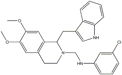 1,2,3,4-Tetrahydro-2-[(m-chloroanilino)methyl]-6,7-dimethoxy-1-[(1H-indol-3-yl)methyl]isoquinoline Struktur