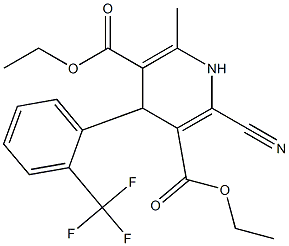 4-(2-Trifluoromethylphenyl)-2-cyano-6-methyl-1,4-dihydropyridine-3,5-dicarboxylic acid diethyl ester Struktur