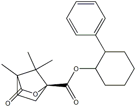 (1S)-4,7,7-Trimethyl-3-oxo-2-oxabicyclo[2.2.1]heptane-1-carboxylic acid 2-phenylcyclohexan-1-yl ester Struktur