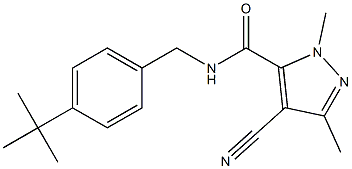 N-(4-tert-Butylbenzyl)-1,3-dimethyl-4-cyano-1H-pyrazole-5-carboxamide Struktur