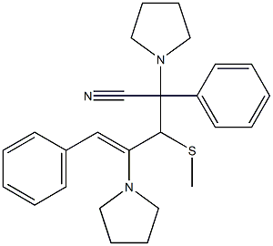 3-Methylthio-2,5-diphenyl-2,4-bis(1-pyrrolidinyl)-4-pentenonitrile Struktur