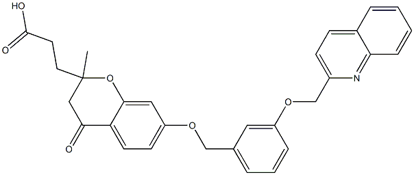 3-[[3,4-Dihydro-2-methyl-4-oxo-7-[3-[(2-quinolinyl)methoxy]benzyloxy]-2H-1-benzopyran]-2-yl]propionic acid Struktur