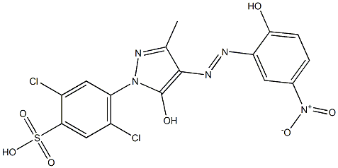 2,5-Dichloro-4-[5-hydroxy-4-(2-hydroxy-5-nitrophenylazo)-3-methyl-1H-pyrazol-1-yl]benzenesulfonic acid Struktur