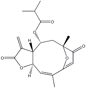 (3aR,4R,6R,10Z,11aR)-3a,5,6,11a-Tetrahydro-6,10-dimethyl-3-methylene-4-(2-methylpropanoyloxy)-6,9-epoxycyclodeca[b]furan-2,7(3H,4H)-dione Struktur