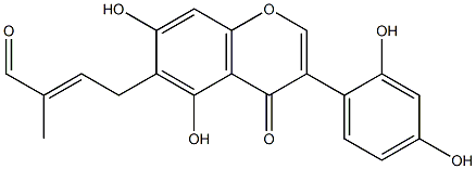 2',4',5,7-Tetrahydroxy-6-[(2E)-3-methyl-4-oxo-2-butenyl]isoflavone Struktur