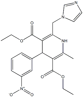 6-(1H-Imidazol-1-ylmethyl)-4-(3-nitrophenyl)-2-methyl-1,4-dihydropyridine-3,5-dicarboxylic acid 3-ethyl 5-ethyl ester Struktur