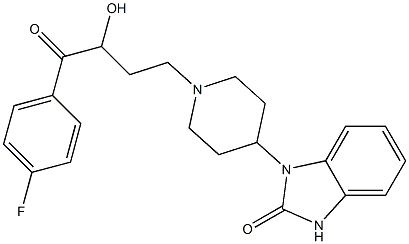 1-[1-[3-(p-Fluorobenzoyl)-3-hydroxypropyl]-4-piperidyl]-1H-benzimidazol-2(3H)-one Struktur