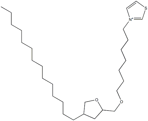 3-[7-[[Tetrahydro-4-tetradecylfuran]-2-ylmethoxy]heptyl]thiazolium Struktur