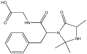 N-[2-(2,2,5-Trimethyl-4-oxoimidazolidin-3-yl)-3-phenylpropionyl]glycine Struktur