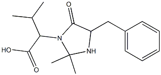 2-(2,2-Dimethyl-4-oxo-5-benzylimidazolidin-3-yl)-3-methylbutyric acid Struktur