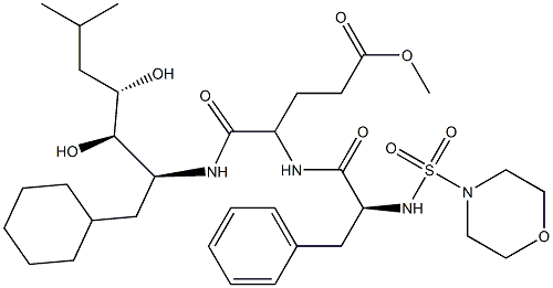 5-[[(1S,2R,3S)-1-(Cyclohexylmethyl)-2,3-dihydroxy-5-methylhexyl]amino]-5-oxo-4-[(S)-2-(4-morpholinylsulfonylamino)-3-phenylpropanoylamino]valeric acid methyl ester Struktur