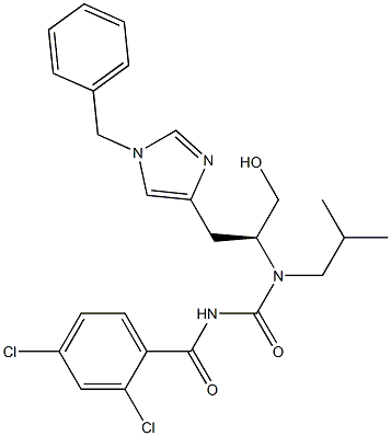 N-[(S)-2-(1-Benzyl-1H-imidazol-4-yl)1-hydroxymethylethyl]-N-isobutyl-N'-(2,4-dichlorobenzoyl)urea Struktur