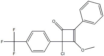 2-Phenyl-4-[4-(trifluoromethyl)phenyl]-4-chloro-3-methoxycyclobuta-2-en-1-one Struktur