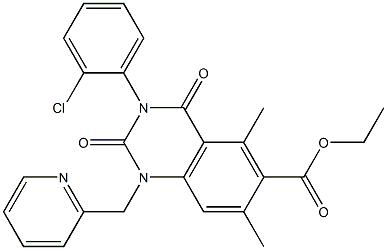 1,2,3,4-Tetrahydro-3-(2-chlorophenyl)-1-(2-pyridylmethyl)-5,7-dimethyl-2,4-dioxoquinazoline-6-carboxylic acid ethyl ester Struktur