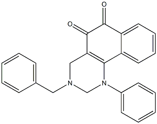 1-Phenyl-3-benzyl-1,2,3,4-tetrahydrobenzo[h]quinazoline-5,6-dione Struktur