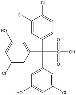 (3,4-Dichlorophenyl)bis(3-chloro-5-hydroxyphenyl)methanesulfonic acid Struktur