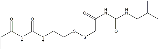 1-Propanoyl-3-[2-[[(3-isobutylureido)carbonylmethyl]dithio]ethyl]urea Struktur