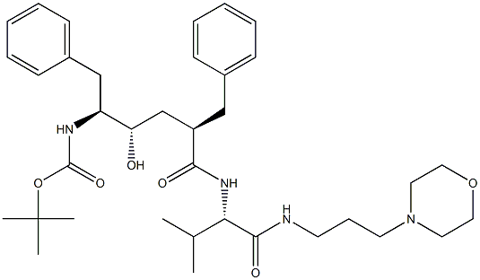 (2S)-2-[[(2R,4S,5S)-5-(tert-Butoxycarbonylamino)-2-benzyl-4-hydroxy-6-phenylhexanoyl]amino]-N-(3-morpholinopropyl)-3-methylbutyramide Struktur