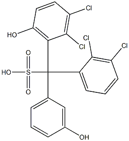 (2,3-Dichlorophenyl)(2,3-dichloro-6-hydroxyphenyl)(3-hydroxyphenyl)methanesulfonic acid Struktur