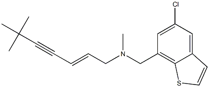 (2E)-6,6,N-Trimethyl-N-(5-chloro-1-benzothiophen-7-ylmethyl)-2-hepten-4-yn-1-amine Struktur