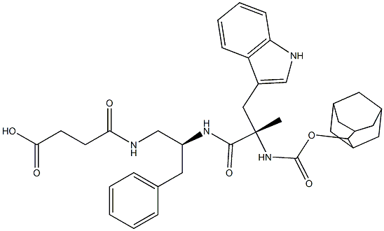 4-[(S)-2-[(S)-2-(Adamantan-2-yloxycarbonylamino)-3-(1H-indol-3-yl)-2-methylpropanoylamino]-3-phenylpropylamino]-4-oxobutyric acid Struktur