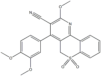 2-Methoxy-4-[3,4-dimethoxyphenyl]-5H-[1]benzothiopyrano[4,3-b]pyridine-3-carbonitrile 6,6-dioxide Struktur