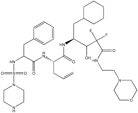 (4S)-4-[[(2S)-2-[2-(1-Piperazinylsulfonyl)amino-3-phenylpropanoylamino]-4-pentenoyl]amino]-5-cyclohexyl-2,2-difluoro-3-hydroxy-N-(2-morpholinoethyl)pentanamide Struktur