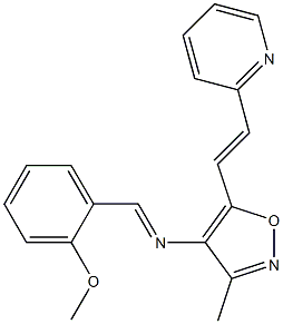 4-(2-Methoxybenzylideneamino)-5-[2-(pyridin-2-yl)ethenyl]-3-methylisoxazole Struktur