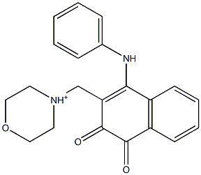 4-[[(4-(Phenylamino)-1,2-dihydro-1,2-dioxonaphthalen)-3-yl]methyl]morpholinium Struktur