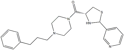 1-(3-Phenylpropyl)-4-[[(4R)-2-(3-pyridyl)thiazolidin-4-yl]carbonyl]piperazine Struktur