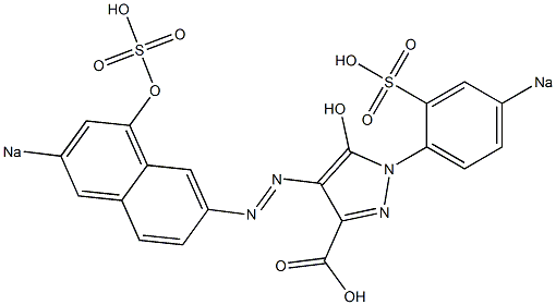 5-Hydroxy-4-(4-hydroxy-2-sodiosulfo-6-naphtylazo)-1-(p-sodiosulfophenyl)-1H-pyrazole-3-carboxylic acid Struktur