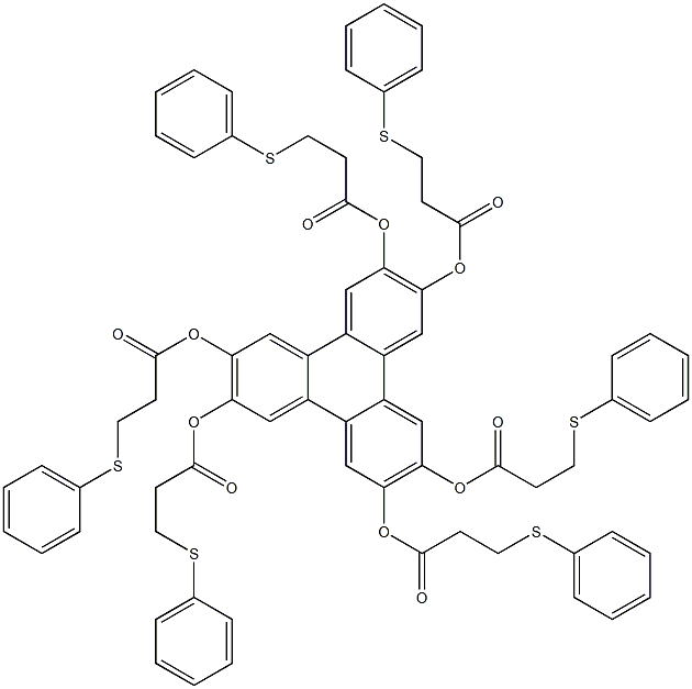 Triphenylene-2,3,6,7,10,11-hexol hexakis[3-(phenylthio)propanoate] Struktur