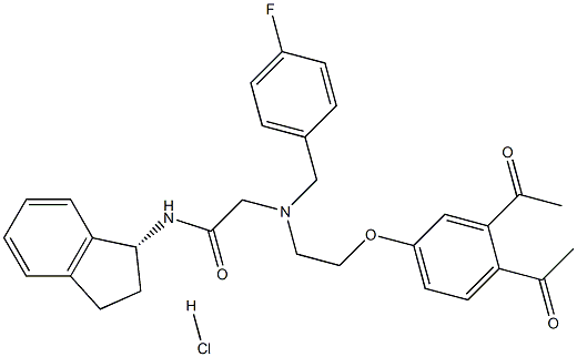 (R)-2-((4-Fluorobenzyl)(2-(3,4-diacetylphenoxy)ethyl)amino)-N-(2,3-dihydro-1H-inden-1-yl)acetamide hydrochloride Struktur