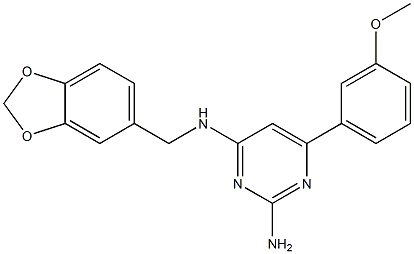 2-Amino-4-(3,4-(methylenedioxy)benzylamino)-6-(3-methoxyphenyl)pyrimidine Struktur