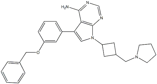 5-(3-(benzyloxy)phenyl)-7-((1r,3r)-3-(pyrrolidin-1-ylmethyl)cyclobutyl)-7H-pyrrolo[2,3-d]pyrimidin-4-amine Struktur