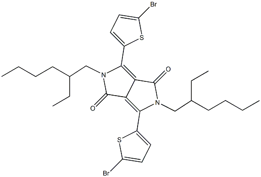 3,6-bis(5-bromothiophen-2-yl)-2,5-bis(2-ethylhexyl)pyrrolo[3,4-c]pyrrole-1,4(2H,5H)-dione Struktur